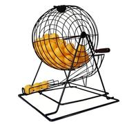 AXGCAA Roue de Bingo en métal, Machine à tirage de loterie avec poignée tournante en Bois, Jeu de Bingo pouvant contenir 200 Boules, pour fêtes et lieux de Divertissement(Black,with 100 Balls)