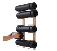 AXGCAA Support de Rangement en Bois pour Tapis de Yoga, espacement des étagères de 17 cm, présentoir Mural Multicouche pour équipement de Fitness, pour Rouleaux en Mousse(6-Tier)