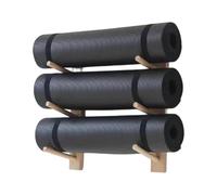 AXGCAA Support de Rangement en Bois pour Tapis de Yoga, espacement des étagères de 17 cm, présentoir Mural Multicouche pour équipement de Fitness, pour Rouleaux en Mousse(3-Tier)