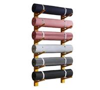 AXGCAA Support Mural pour Tapis de Yoga en Bois Massif, Organisateur de Rouleaux en Mousse Multicouche pour Salle de Sport à Domicile, étagère de Rangement pour équipement d'entraînement(6-Tier)