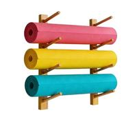 AXGCAA Support Mural pour Tapis de Yoga en Bois Massif, Organisateur de Rouleaux en Mousse Multicouche pour Salle de Sport à Domicile, étagère de Rangement pour équipement d'entraînement(3-Tier)