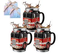 AXGCAA Tasse de secours en cas d'incendie - pour les plus courageux d'entre nous, tasse à café personnalisée fabriquée à la main en 3D, design amusant de camion de pompiers(3 pcs)