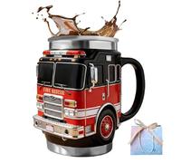 AXGCAA Tasse de secours en cas d'incendie - pour les plus courageux d'entre nous, tasse à café personnalisée fabriquée à la main en 3D, design amusant de camion de pompiers(1 pc)