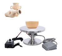 AXGCAA Tournette électrique en Acier Inoxydable pour poterie, Mini Tour de potier avec pédale, Vitesse réglable, Outils de modelage céramique, Plateau de 20 cm, pour Le façonnage de la céramique