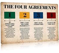 AXHNG Affiche vintage en métal et aluminium avec inscription « Social Workers The Four Agreements » - 30,5 x 40,6 cm - Décoration murale