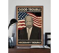 AXHNG Affiche vintage John Lewis John Lewis Get Trouble Get Trouble Good Trouble Necessary Trouble Black History en métal aluminium 30,5 x 40,6 cm Décoration murale