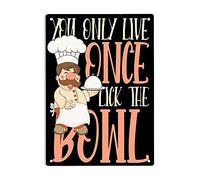 AXHNG Vintage Baker You Only Live Once Lick The Bowl Poster en métal aluminium 20,3 x 15,2 cm Décoration murale