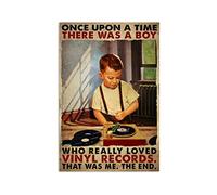 AXHNG Vintage Tin Affiche en aluminium avec inscription « There was A Boy Who Really Loved Vinyl Records That was Me The End » - 20,3 x 30,5 cm