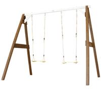 AXI 4-in-1 SportsFun Marron / Blanc | Cadre 4-in-1 pour balançoire, football, volley-ball et tennis | Portique balançoire et Buts