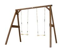 AXI 4-in-1 SportsFun Marron | Cadre 4-in-1 pour balançoire, football, volley-ball et tennis | Portique balançoire et Buts