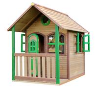 Cabane En Bois Fsc Maison De Jeux Pour L'extérieur / Jardin En Marron & Vert Maisonnette / Cabane De Jeu Avec Des Fenêtres & Véranda - Axi Alex