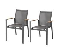 AXI Alva Ensemble de 2 Chaises de Jardin, Anthracite | pour Table de d'Extérieur en Aluminium/Bois de Teck avec Assise et Dossier en Toile | Résistantes aux Intempéries - supportent jusqu'à 120 kg