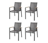AXI Alva Ensemble de 4 Chaises de Jardin, Anthracite | Pour Table de d'Extérieur en Aluminium / Bois de Teck avec Assise et Dossier en Toile | Résistantes aux Intempéries - supportent jusqu'à 120 kg