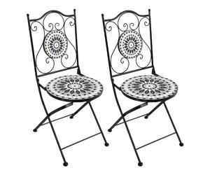 AXI Amélie 2 Chaises Bistrot, Noires et Blanches, Pliantes | Salon de Jardin Bistrot, Chaises de Jardin Mosaique pour Jardin/Balcon/Terrasse
