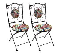 AXI Amélie 2 Chaises Bistrot, Pliantes, Mosaique, Fiesta Flower | Assises Style Bistrot, Chaises de Jardin pour Extérieur/Balcon/Terrasse - 38,5 x 45 x 90 cm