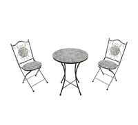 AXI Amélie Ensemble de bistrot 3 pièces, design mosaïque, beige sable, table et 2 chaises pour jardin, balcon, terrasse