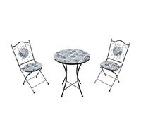 AXI Amélie Ensemble de bistrot 3 pièces, design mosaïque bleu dauphin, table et 2 chaises pour jardin, balcon, terrasse