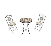 AXI Amélie Table et Chaise Bistrot, 2 Chaises 1 Table, Ensemble Bistro Extérieur Mosaique étoile Gris/Marron | Salon de Jardin Bistrot, Table Bistrot Mosaique pour Jardin/Balcon/Terrasse