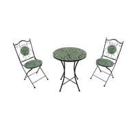 AXI Amélie Table et Chaise Bistrot, 2 Chaises 1 Table, Ensemble Bistro Extérieur Mosaique Feuilles Vertes | Salon de Jardin Bistrot, Table Bistrot Mosaique pour Jardin/Balcon/Terrasse