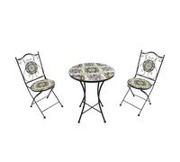 AXI Ensemble de jardin Amélie – Table ronde mosaïque beige + 2 chaises pliantes
