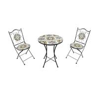 AXI Ensemble de jardin Amélie – Table ronde mosaïque beige + 2 chaises pliantes
