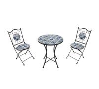 AXI Ensemble de bistrot Amélie – mosaïque bleu dauphin – table et 2 chaises pour jardin