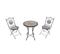 AXI Ensemble bistrot Amélie – Table et 2 chaises, mosaïque bleu/jaune, extérieur