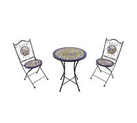 AXI Amélie Table et chaises bistrot, 2 Chaises 1 Table, Ensemble Bistro Extérieur Mosaique Bleu/Jaune, Mediterranéen | Salon De Jardin Bistrot, Table Bistrot Mosaique Pour Jardin/Balcon/Terrasse