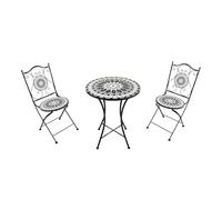 AXI Ensemble bistrot Amélie – 2 chaises + 1 table – mosaïque noir/blanc – extérieur