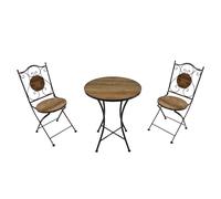 AXI Ensemble bistro Amélie – 2 chaises pliantes, table ronde métal noir céramique
