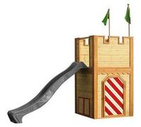 AXI Arthur Maison Enfant avec Toboggan Gris | Aire de Jeux pour l'extérieur | Maisonnette / Cabane de Jeu en Bois FSC