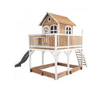 AXI Maisonnette de jeu en bois Liam - Bac à sable & toboggan blanc, Marron/Blanc, FSC