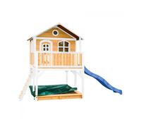 AXI Maisonnette de jeu Marc – Bac à sable et Toboggan bleu, Marron/Blanc, Bois FSC