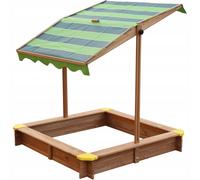 AXI Bac à sable Lily en bois avec toit réglable en marron & vert | Bac à sable avec couverture pour enfants avec coins pour s'asseoir | 118 x 118 cm