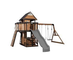 AXI Backyard Discovery Canyon Cr ire de Jeux/Structure complète | Balançoires/Toboggan/Mur d'escalade/Table de Pique-Nique | Maisonnette sur pilotis, en Bois, pour Le Jardin