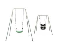 Axi Balançoire avec Siège pour Bébé Et Siège De Balançoire, Verte Et Crème - en Métal | Portique 2-en-1 pour Bébés Et Enfants | pour Le Jardin - À Partir De 12 Mois