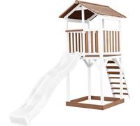 AXI Beach Tower Aire de Jeux avec Toboggan en Blanc & Bac à Sable | Grande Maison enfant extérieur en marron & Blanc | Cabane de Jeu en Bois