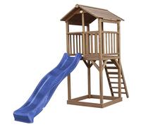 AXI Beach Tower Aire de Jeux avec Toboggan en bleu & Bac à Sable | Grande Maison enfant extérieur en marron | Cabane de Jeu en Bois FSC