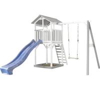 AXI Beach Tower Aire de Jeux avec Toboggan en bleu, Balançoire & Bac à Sable | Grande Maison enfant extérieur en gris & blanc | Cabane de Jeu en Bois