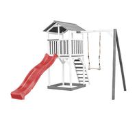 Axi Beach Tower Aire De Jeux Avec Toboggan En Rouge, Balançoire & Bac À Sable | Grande Maison Enfant Extérieur En Gris & Blanc | Cabane De Jeu En Bois Fsc
