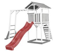 AXI Beach Tower Aire de Jeux avec Toboggan en Rouge, Cadre d'escalade & Bac à Sable | Grande Maison Enfant extérieur en Gris & Blanc | Cabane de Jeu en Bois FSC