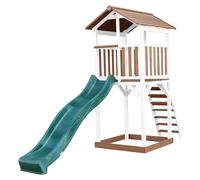 AXI Beach Tower Aire de Jeux avec Toboggan en Vert & Bac à Sable | Grande Maison enfant extérieur en marron & Blanc | Cabane de Jeu en Bois FSC