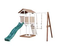 Axi Beach Tower Aire De Jeux Avec Toboggan En Vert, Balançoire & Bac À Sable | Grande Maison Enfant Extérieur En Marron & Blanc | Cabane De Jeu En Bois Fsc