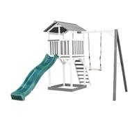 AXI Beach Tower Aire de Jeux avec Toboggan en Vert, Balançoire & Bac à Sable | Grande Maison Enfant extérieur en Gris & Blanc