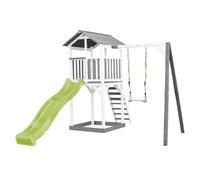 Axi Beach Tower Aire De Jeux Avec Toboggan En Vert Clair, Balançoire & Bac À Sable | Grande Maison Enfant Extérieur En Gris & Blanc | Cabane De Jeu En Bois Fsc
