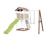 Axi Beach Tower Aire De Jeux Avec Toboggan En Vert Clair, Balançoire & Bac À Sable | Grande Maison Enfant Extérieur En Marron & Blanc | Cabane De Jeu En Bois Fsc