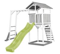 AXI Beach Tower Aire de Jeux avec Toboggan en Vert Clair, Cadre d'escalade & Bac à Sable | Grande Maison Enfant extérieur en Gris & Blanc | Cabane de Jeu en Bois FSC