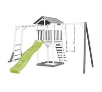 AXI Beach Tower Aire de Jeux avec Toboggan en Vert Clair, Cadre d'escalade, Balançoire & Bac à Sable |Grande Maison Enfant extérieur