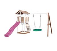 AXI Beach Tower Aire de Jeux avec Toboggan en violet Balançoire Nid d'oiseau Vert & Bac à Sable Grande Maison enfant extérieur