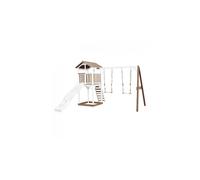 Axi beach tower avec balancoire double marron blanc toboggan blanc